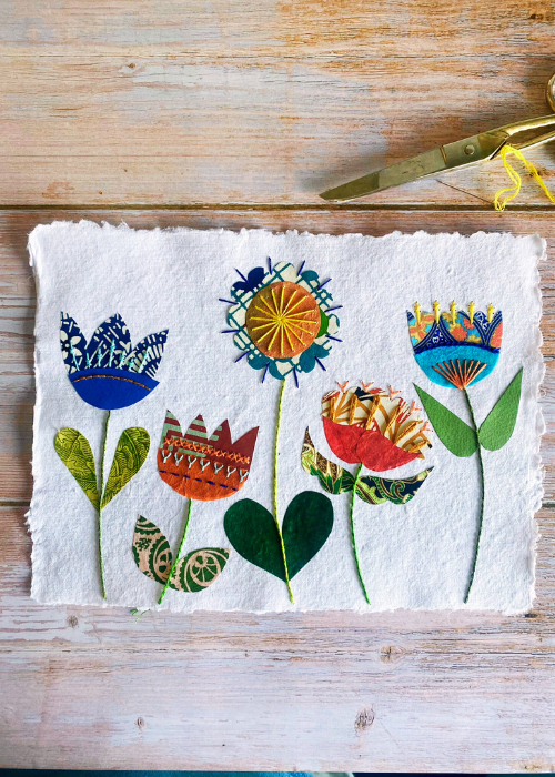 Folk Art Embroidered Flowers