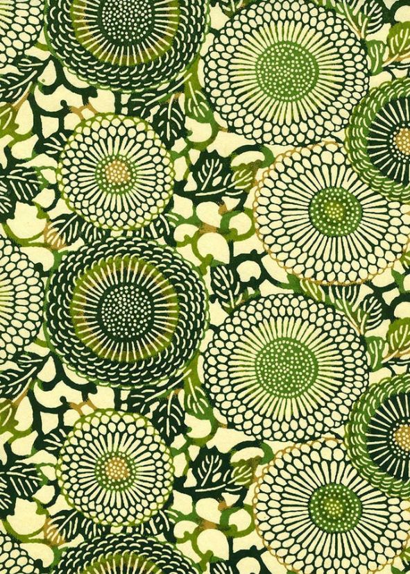 Chiyogami Green Green Dahlias | Liberties Papers